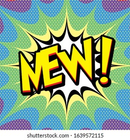 New pop art cloud bubble. Funny speech bubble. Trendy Colorful retro vintage background in pop art retro comic style. Illustration easy editable
