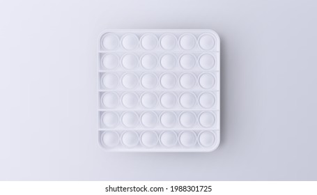 New popular sensory anti-stress toy - Pop it. White toy isolated on a white background. Realistic vector 3D illustration