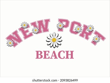 new port  beach vector design with daisy flower svg