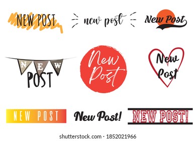 New Post Icons, Social Media Set, Blogger New Post Stickers - Vector