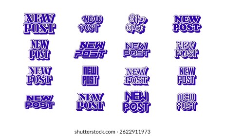 New post icons, social media set, blogger new post stickers.