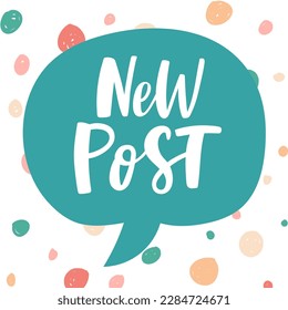 New post sign in a cloud with navy blue color and colorful background