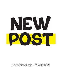 Neuer Beitrag Text auf weißem Hintergrund.