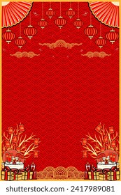 new potrait chinese lunar new year background, cool and elegant background lunar new year potrait vector
translation : wealth or good fortune, good luck wealth and long life for celebration