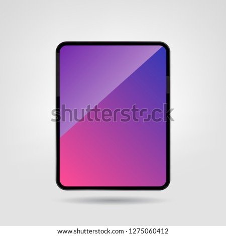 New Premium Tablet. Blank Screen Digital Tablet Vector Illustration Template.