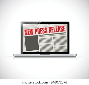 New Press Release Computer News Illustration Design Over A White Background