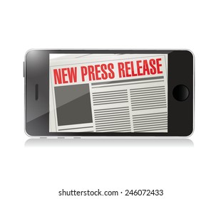 New Press Release Phone News Illustration Design Over A White Background