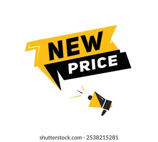 New price Colorful banner label vector modern element. Business concept or advertising design.