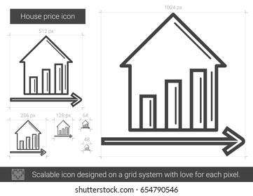 Nuevo icono de línea vectorial de precio aislado en fondo blanco. Nuevo icono de línea de precios para infografía, sitio web o aplicación. Icono escalable diseñado en un sistema de cuadrícula.