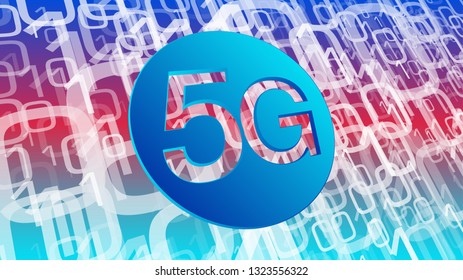 New privacy threat on 5g networks, binary code digits, cyber security vector backgrounds