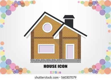  New private house vector illustration eps10. Isolated badge home flat design for website or app - stock graphics 