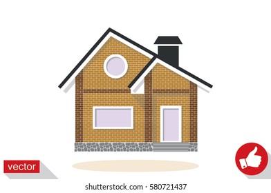  New private house vector illustration eps10. Isolated badge home flat design for website or app - stock graphics