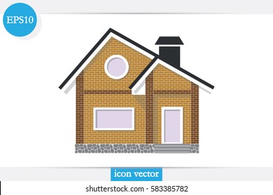  New private house vector illustration eps10. Isolated badge home flat design for website or app - stock graphics.