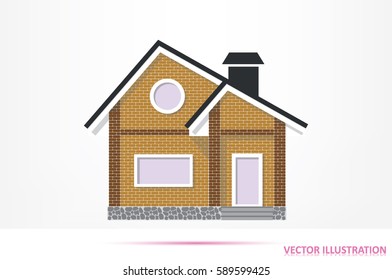  New private house vector illustration eps10. Isolated badge home flat design for website or app - stock graphics