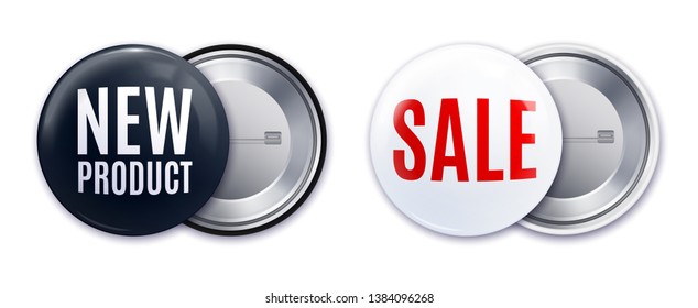 New product badge realistic black white mockup set isolated vector illustration