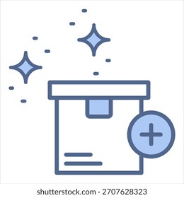 Ilustración vectorial de icono azul de Producto Nuevo