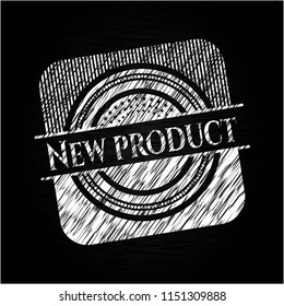 New Product chalk emblem written on a blackboard