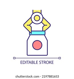 New product development RGB color icon. Succeeding in branding design. Manufacturing process. Isolated vector illustration. Simple filled line drawing. Editable stroke. Arial font used