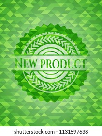 New Product green emblem. Mosaic background
