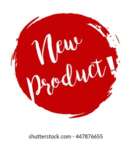 New product grunge style red colored on white background