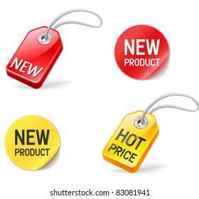 new product and hot price stickers and tags