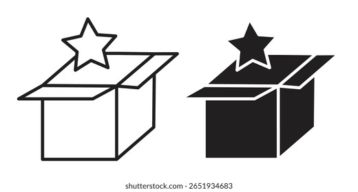New product icon. Flat and stroke versions. Graphic elements.
