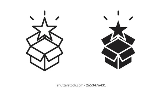 Icono de producto Nuevo, signo de Vector de contorno, pictograma de estilo lineal y sólido aislado en blanco.