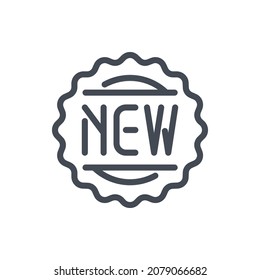 New product label line icon. Ribbon with text "NEW" vector outline sign.