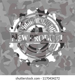 New Product on grey camouflage texture