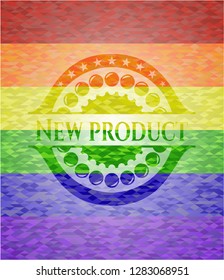 New Product on mosaic background with the colors of the LGBT flag