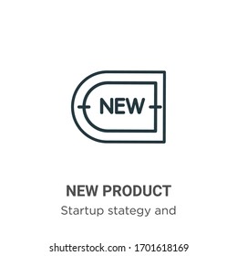 Neues Produktumriss-Vektorillustration-Symbol Schwarz, neues Produktsymbol in dünner Linie, einfache Vektorillustration aus bearbeitbarer Startup-Strategie und Erfolgskonzept einzeln auf weißem Hintergrund