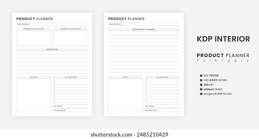 New Product Planner Printable KDP, Product Development, Product Launch, Business Planner Template