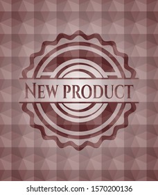 New Product red emblem or badge with abstract geometric polygonal pattern background. Seamless.