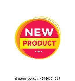 New product red label icon for announcement, advertising, vector. Modern design template for banner.