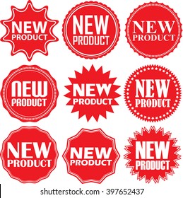 New Product Red Label. New Product Red Sign. New Product Red Banner. Vector Illustration