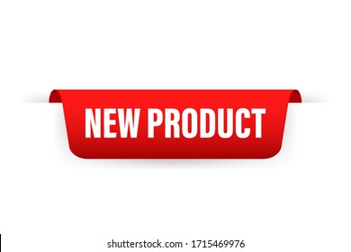 New product Red Label. Red Web Ribbon. Vector stock illustration.