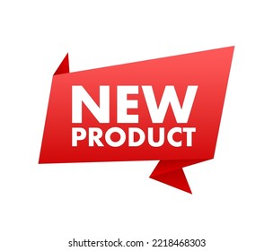 New product Red Label. Red Web Ribbon. stock illustration.
