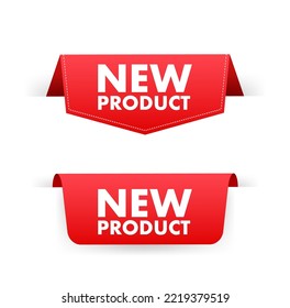 New product Red Label. Red Web Ribbon. stock illustration.