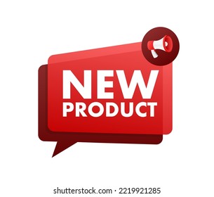 New product Red Label. Red Web Ribbon. Vector stock illustration.