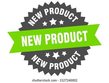 new product sign. new product green-black circular band label