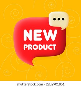 New product. Speech bubble with New product text. Business concept. 3d illustration. Spiral background. Vector line icon for Business and Advertising.