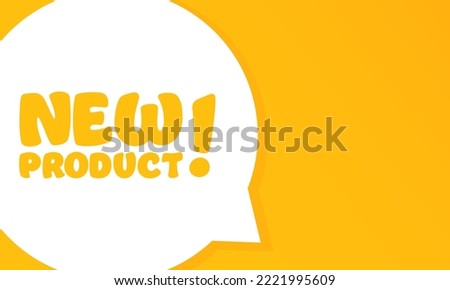 New Product. Speech bubble with New Product text. 2d illustration. Flat style. Vector line icon for Business and Advertising