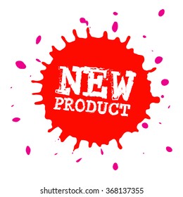 New Product Splash - Blot - Splatter Stain Red Icon Isolated on White Background