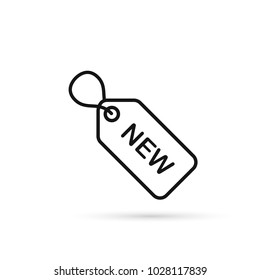 New Product Tag Line Icon. Vector Outline isolated simple New label.