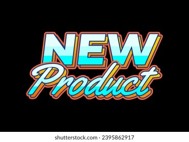 Nuevo producto. Diseño de efecto de texto en color azul blanco