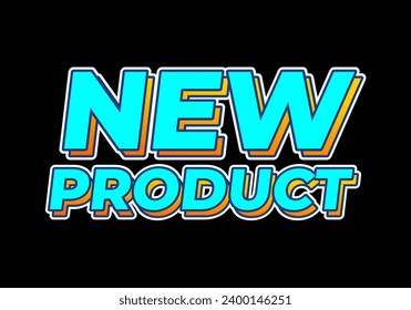 Nuevo producto. Diseño de efecto de texto en color azul brillante