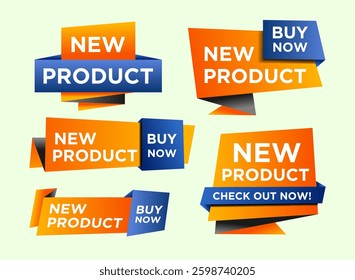 New product text with stylist shape and colorful design, graphic design element to upscale your promotion project such as flyer, cover, web design, social media, online store, video, or motion graphic