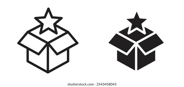 New product vector icon set in black.