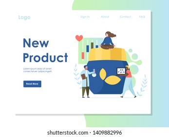 New product vector website landing page design template