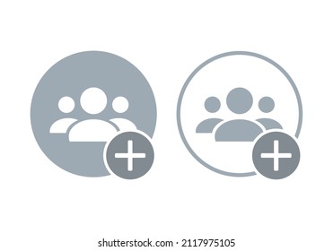 New profile account. Add new friend.  Create group team symbol. Vector illustration